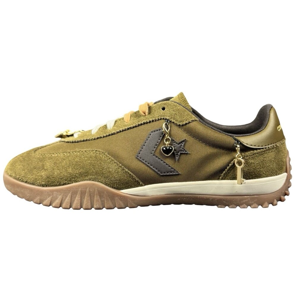 Converse Womens 12.5 Sneakers Shoes Run Star Trainer Suede Charms Green A18871C
